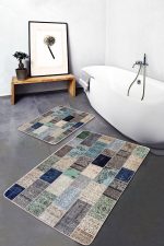 - PaspasTakimi-2li-Set623-Gorsel-1 - Realhomes  2'li Set Anadolu Zeminde Patchwork Motifli Etnik Desenli Vintage Sade & Şık  2'li Banyo & Mutfak Paspas Takımı Realhomes