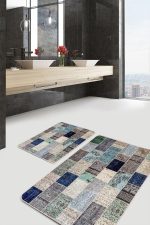 - PaspasTakimi-2li-Set623-Gorsel-2 - Realhomes  2'li Set Anadolu Zeminde Patchwork Motifli Etnik Desenli Vintage Sade & Şık  2'li Banyo & Mutfak Paspas Takımı Realhomes