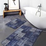 2'li Set Krem - Kahverengi Zeminde Çerçeveli Motifli Klasik Desenli Geometrik Vintage  2'li Banyo & Mutfak Paspas Takımı Realhomes