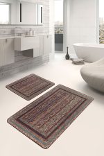 - PaspasTakimi-2li-Set628-Gorsel-1 - Realhomes 2'li Set Patchwork Zeminde Hereke Motifli Kilim Desenli Avangarde Klasik 2'li Banyo & Mutfak Paspas Takımı Realhomes