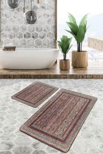 - PaspasTakimi-2li-Set628-Gorsel-2 - Realhomes 2'li Set Patchwork Zeminde Hereke Motifli Kilim Desenli Avangarde Klasik 2'li Banyo & Mutfak Paspas Takımı Realhomes