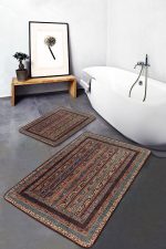 - PaspasTakimi-2li-Set628-Gorsel-4 - Realhomes 2'li Set Patchwork Zeminde Hereke Motifli Kilim Desenli Avangarde Klasik 2'li Banyo & Mutfak Paspas Takımı Realhomes