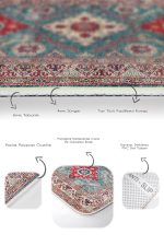 2'li Set Çok Renkli Zeminde Uşak Motifli Yöresel Desenli Avangarde Klasik  2'li Banyo & Mutfak Paspas Takımı Realhomes