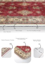 2'li Set Kırmızı Zeminde Geleneksel Motifli Etnik Desenli Avangarde Vintage  2'li Banyo & Mutfak Paspas Takımı Realhomes