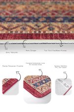 2'li Set Kırmızı Zeminde Etnik Motifli Uşak Desenli Avangarde Etnik Motifler  2'li Banyo & Mutfak Paspas Takımı Realhomes