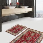 2'li Set Abstract Zeminde Modern Motifli Mermer Desenli Geometrik Modern  2'li Banyo & Mutfak Paspas Takımı Realhomes