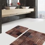 2'li Set Krem Zeminde Hereke Motifli Dokuma Halı Desenli Etnik Motifler Eskitme Motifli  2'li Banyo & Mutfak Paspas Takımı Realhomes