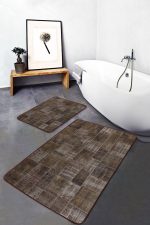 - PaspasTakimi-2li-Set639-Gorsel-4 - Realhomes 2'li Set Kahverengi Zeminde Patchwork Motifli Yöresel Desenli Vintage Eskitme Motifli 2'li Banyo & Mutfak Paspas Takımı Realhomes