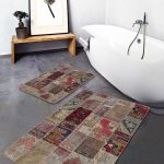 2'li Set Kiremit Zeminde Kilim Motifli Baklava Desenli Etnik Motifler Avangarde  2'li Banyo & Mutfak Paspas Takımı Realhomes