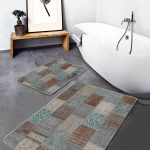 2'li Set Otantik Zeminde Geleneksel Motifli Patchwork Desenli Vintage Etnik Motifler  2'li Banyo & Mutfak Paspas Takımı Realhomes