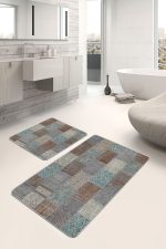 - PaspasTakimi-2li-Set642-Gorsel-4 - Realhomes  2'li Set Krem Zeminde Kırkyama Motifli Patchwork Desenli Vintage Sade & Şık  2'li Banyo & Mutfak Paspas Takımı Realhomes