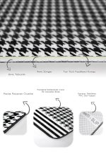 2'li Set Siyah - Beyaz Zeminde Kazayağı Motifli Geometrik Desenli Geometrik Klasik  2'li Banyo & Mutfak Paspas Takımı Realhomes