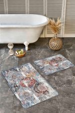 - Realhomes - Realhomes 2'li Set Antika Zeminde Eskitme Motifli Yöresel Desenli Eskitme Motifli Avangarde 2'li Banyo & Mutfak Paspas Takımı Realhomes