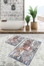 - PaspasTakimi-2li-Set646-Gorsel-4 - Realhomes 2'li Set Antika Zeminde Eskitme Motifli Yöresel Desenli Eskitme Motifli Avangarde 2'li Banyo & Mutfak Paspas Takımı Realhomes