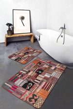 - PaspasTakimi-2li-Set647-Gorsel - Realhomes  2'li Set Siyah - Beyaz Zeminde Kırkyama Motifli Patchwork Desenli Vintage Sade & Şık  2'li Banyo & Mutfak Paspas Takımı Realhomes