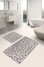 - PaspasTakimi-2li-Set653-Gorsel-5 - Realhomes 2'li Set Krem - Kahverengi Zeminde Patchwork Motifli Geleneksel Desenli Geometrik Sade & Şık 2'li Banyo & Mutfak Paspas Takımı Realhomes