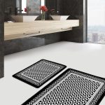 2'li Set Kırmızı - Turuncu Zeminde Patchwork Motifli Kilim Desenli Vintage Klasik  2'li Banyo & Mutfak Paspas Takımı Realhomes