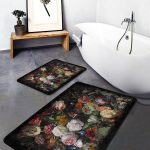 2'li Set Kırmızı Zeminde Etnik Motifli Kilim Desenli Avangarde Vintage  2'li Banyo & Mutfak Paspas Takımı Realhomes