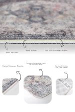 - PaspasTakimi-2li-Set658-Gorsel-3 - Realhomes 2'li Set Krem Zeminde Antik Motifli Göbekli Halı Desenli Vintage Eskitme Motifli 2'li Banyo & Mutfak Paspas Takımı Realhomes