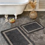 2'li Set Turkuaz Zeminde Zikzak Motifli Geometrik Desenli Geometrik Klasik  2'li Banyo & Mutfak Paspas Takımı Realhomes