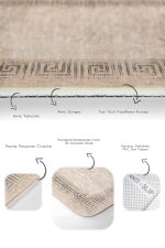 - PaspasTakimi-2li-Set660-Gorsel-3 - Realhomes 2'li Set Bej Zeminde Çerçeveli Motifli Eskitme Desenli Geometrik Klasik 2'li Banyo & Mutfak Paspas Takımı Realhomes