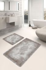 - PaspasTakimi-2li-Set663-Gorsel - Realhomes 2'li Set Bej Zeminde Dokuma Halı Motifli Uşak Desenli Avangarde Eskitme Motifli 2'li Banyo & Mutfak Paspas Takımı Realhomes