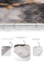 - PaspasTakimi-2li-Set664-Gorsel-3 - Realhomes  2'li Set Siyah - Gold Zeminde Geometrik Motifli Mozaik Desenli Geometrik Sade & Şık  2'li Banyo & Mutfak Paspas Takımı Realhomes