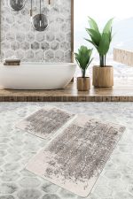 - PaspasTakimi-2li-Set665-Gorsel-2 - Realhomes 2'li Set Krem Zeminde Antik Motifli Eskitme Desenli Eskitme Motifli Vintage 2'li Banyo & Mutfak Paspas Takımı Realhomes