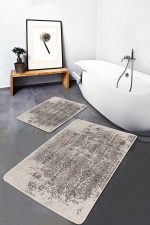 - PaspasTakimi-2li-Set665-Gorsel-4 - Realhomes 2'li Set Krem Zeminde Antik Motifli Eskitme Desenli Eskitme Motifli Vintage 2'li Banyo & Mutfak Paspas Takımı Realhomes