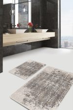 - PaspasTakimi-2li-Set665-Gorsel-5 - Realhomes 2'li Set Krem Zeminde Antik Motifli Eskitme Desenli Eskitme Motifli Vintage 2'li Banyo & Mutfak Paspas Takımı Realhomes