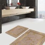 2'li Set Renkli Zeminde Halı Motifli Modern Desenli Eskitme Motifli Klasik  2'li Banyo & Mutfak Paspas Takımı Realhomes