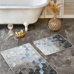 2'li Set Beyaz - Krem Zeminde Mistik Motifli Bohem Desenli Geometrik Bohem  2'li Banyo & Mutfak Paspas Takımı Realhomes