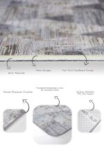 2'li Set Füme Zeminde Eskitme Motifli Retro Desenli Geometrik Eskitme Motifli  2'li Banyo & Mutfak Paspas Takımı Realhomes