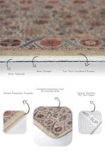 2'li Set Krem Zeminde Hereke Motifli Kilim Desenli Etnik Motifler Avangarde  2'li Banyo & Mutfak Paspas Takımı Realhomes