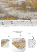 2'li Set Sarı - Krem Zeminde Retro Motifli Eskitme Desenli Eskitme Motifli Klasik  2'li Banyo & Mutfak Paspas Takımı Realhomes