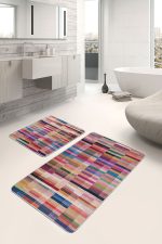 - PaspasTakimi-2li-Set676-Gorsel-4 - Realhomes  2'li Set Çok Renkli Zeminde Patchwork Motifli Kırkyama Desenli Vintage Klasik  2'li Banyo & Mutfak Paspas Takımı Realhomes