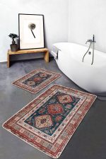 - PaspasTakimi-2li-Set677-Gorsel-4 - Realhomes  2'li Set Antika Zeminde Pers Motifli Kilim Desenli Etnik Motifler Vintage  2'li Banyo & Mutfak Paspas Takımı Realhomes