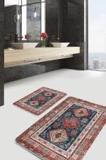 - PaspasTakimi-2li-Set677-Gorsel-5 - Realhomes  2'li Set Antika Zeminde Pers Motifli Kilim Desenli Etnik Motifler Vintage  2'li Banyo & Mutfak Paspas Takımı Realhomes