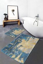 - PaspasTakimi-2li-Set678-Gorsel - Realhomes  2'li Set Mavi - Sarı Zeminde Eskitme Motifli Boyama Desenli Eskitme Motifli Klasik  2'li Banyo & Mutfak Paspas Takımı Realhomes