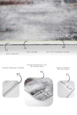 2'li Set Gri Zeminde Eskitme Motifli Retro Desenli Eskitme Motifli Sade & Şık  2'li Banyo & Mutfak Paspas Takımı Realhomes