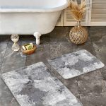 2'li Set Krem - Kahverengi Zeminde Çerçeveli Motifli Otantik Desenli Geometrik Sade & Şık  2'li Banyo & Mutfak Paspas Takımı Realhomes