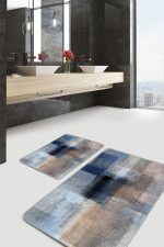 - PaspasTakimi-2li-Set690-Gorsel - Realhomes  2'li Set Lacivert Zeminde Yağlı Boya Motifli Modern Sanat Desenli Modern Sade & Şık  2'li Banyo & Mutfak Paspas Takımı Realhomes