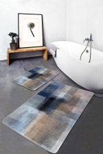 - PaspasTakimi-2li-Set690-Gorsel-5 - Realhomes  2'li Set Lacivert Zeminde Yağlı Boya Motifli Modern Sanat Desenli Modern Sade & Şık  2'li Banyo & Mutfak Paspas Takımı Realhomes