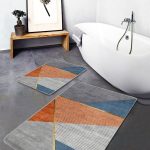 2'li Set Siyah Zeminde Eskitme Motifli Geleneksel Desenli Geometrik Eskitme Motifli  2'li Banyo & Mutfak Paspas Takımı Realhomes