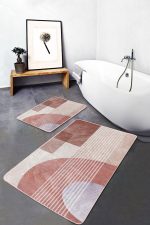 - PaspasTakimi-2li-Set692-Gorsel - Realhomes  2'li Set Kremit Zeminde Çizgili Motifli Geometrik Desenli Geometrik Klasik  2'li Banyo & Mutfak Paspas Takımı Realhomes