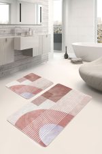 - PaspasTakimi-2li-Set692-Gorsel-4 - Realhomes  2'li Set Kremit Zeminde Çizgili Motifli Geometrik Desenli Geometrik Klasik  2'li Banyo & Mutfak Paspas Takımı Realhomes