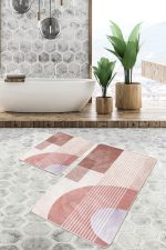 - PaspasTakimi-2li-Set692-Gorsel-5 - Realhomes  2'li Set Kremit Zeminde Çizgili Motifli Geometrik Desenli Geometrik Klasik  2'li Banyo & Mutfak Paspas Takımı Realhomes