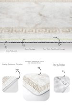 2'li Set Gold Zeminde Çerçeveli Motifli Mermer Desenli Geometrik Klasik  2'li Banyo & Mutfak Paspas Takımı Realhomes