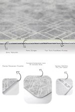 2'li Set Gri Zeminde Geometrik Motifli Eskitme Desenli Geometrik Eskitme Motifli  2'li Banyo & Mutfak Paspas Takımı Realhomes