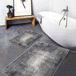 2'li Set Kahverengi - Gri Zeminde Altıgen Motifli Post Desenli Geometrik Sade & Şık  2'li Banyo & Mutfak Paspas Takımı Realhomes